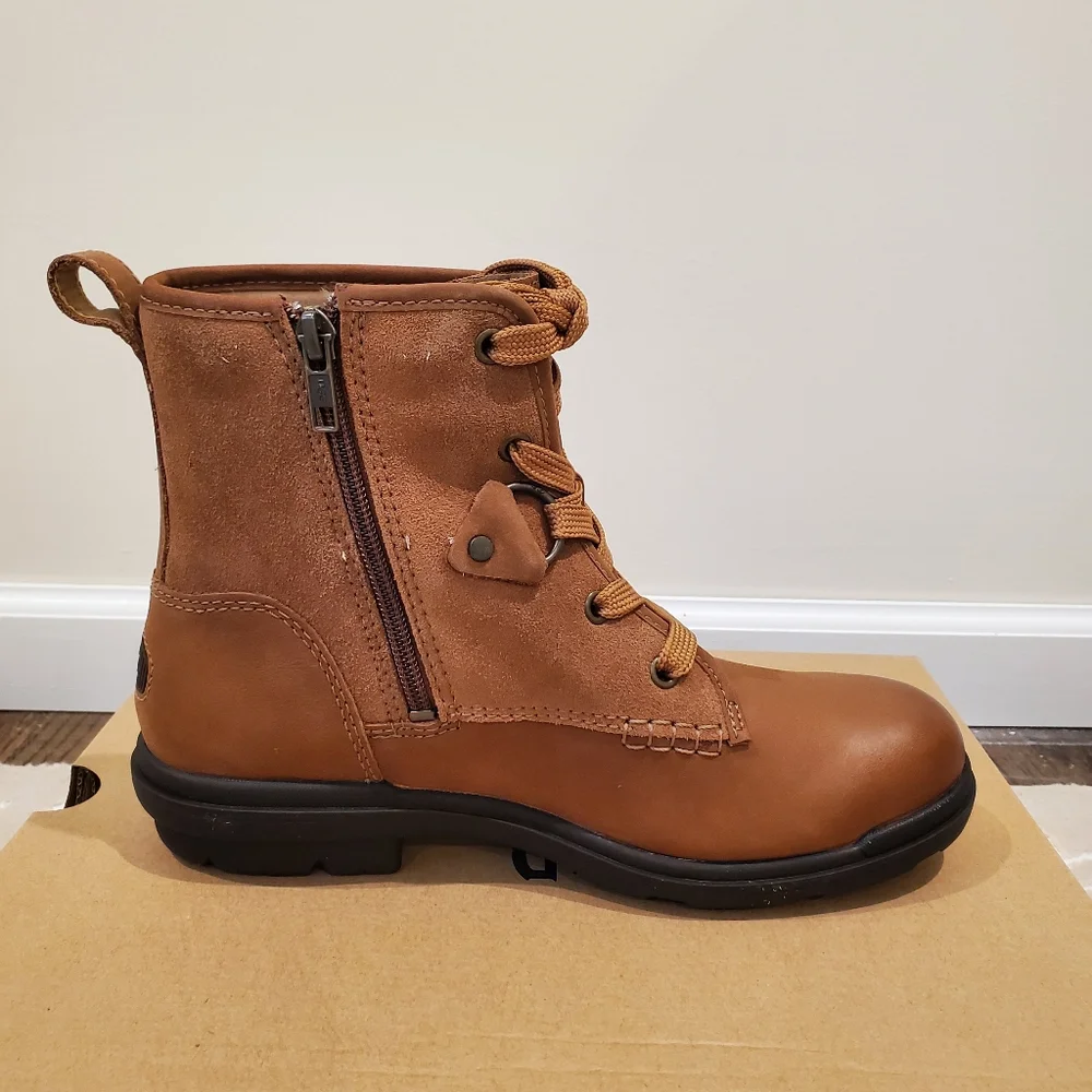 New Ugg Women's Hapsburg Lace Bootie Size 7.5 Chestnut - Picture 3 of 6